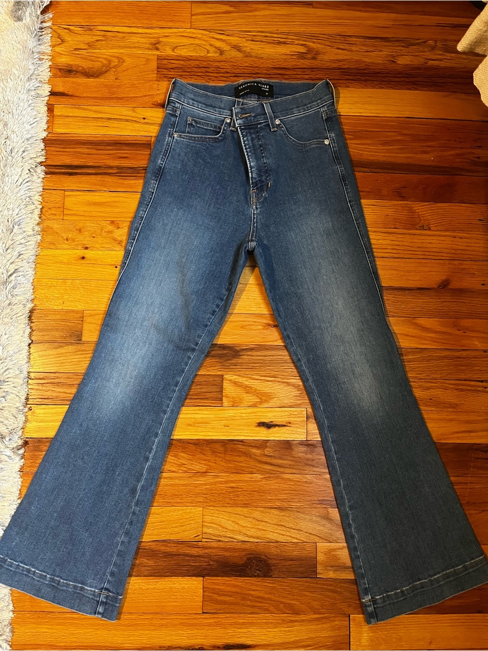Veronica Beard Medium Blue Carson Ankle Flare Jeans